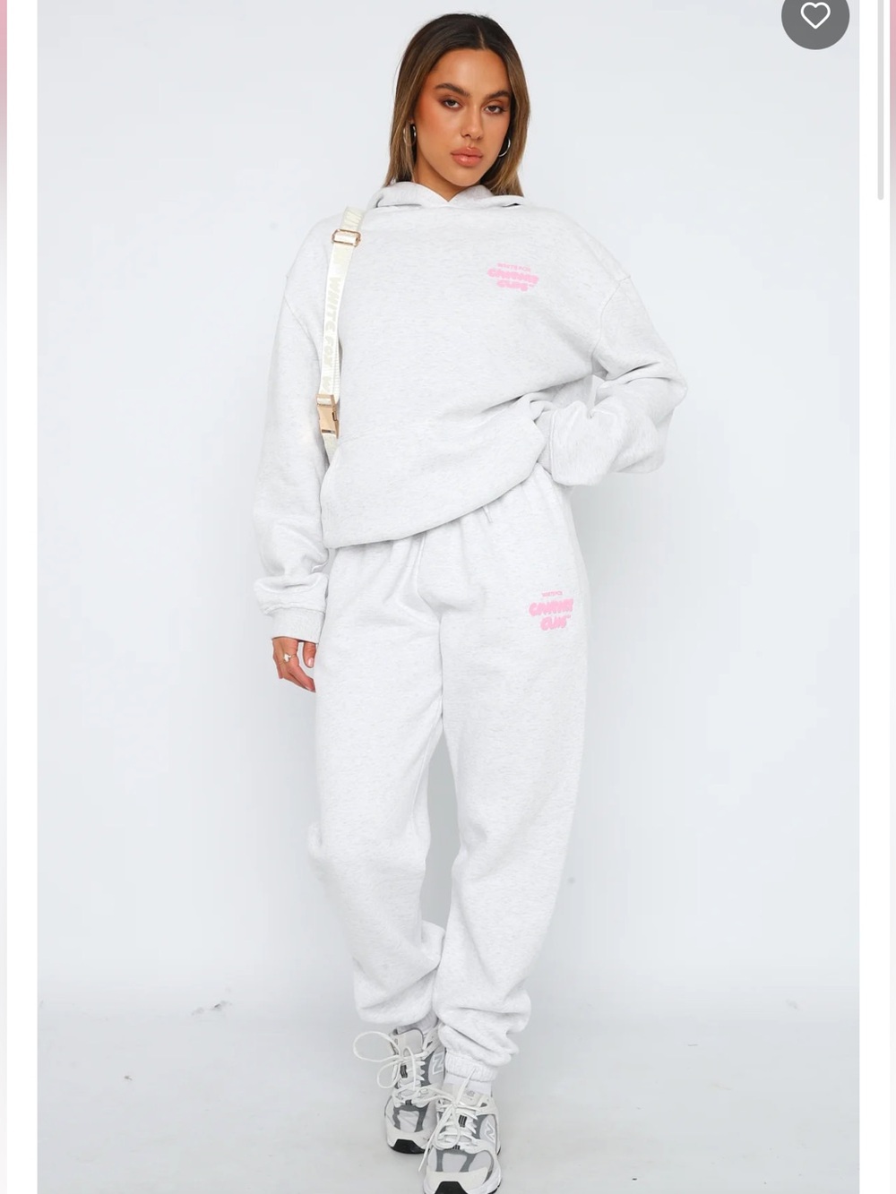 White Fox Comfort Club Matching Set Mist Gray Pink Hoodie Sweatpants XS/S S